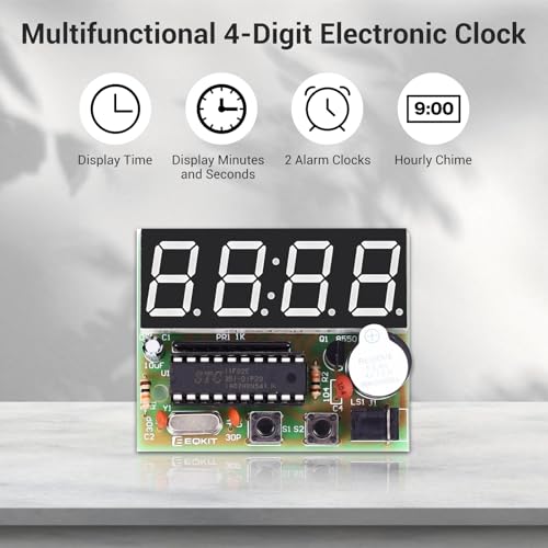 2 Pack, MiOYOOW 4-Digit Digital Clock Kits with PCB, DIY Alarm Clock Soldering Project Kit for Learning Electronics Soldering Practice with English Instructions - color: 2 Pack-4 Digit Clock Kit(0.56 Inch)