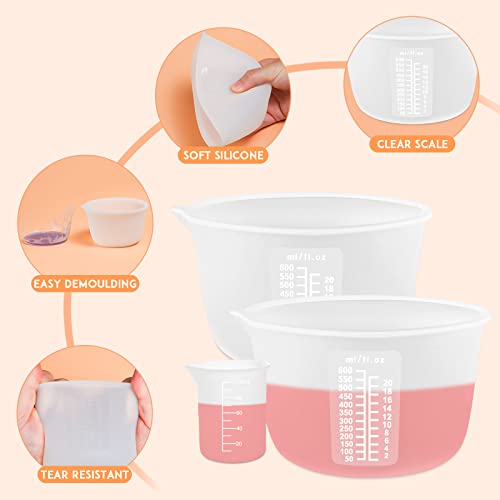 Silicone Resin Measuring Cups, 600ml with Stir Sticks - color: 2PCS 600ml