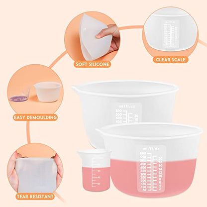 Silicone Resin Measuring Cups, 600ml with Stir Sticks - color: 2PCS 600ml