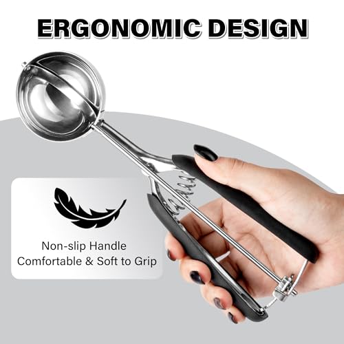 Large Cookie Scoop 4 Tbsp, Professional Stainless Steel Ice Cream Scoop 60mm, Cupcake Scoop Muffin Scoop for Baking, Good Soft Grips, Quick Trigger Release, 60ml (4 Tablespoon) - size: 4 tbsp (60 mm)