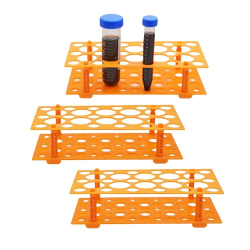 28 Well Test Tube Rack, 3 Pack Orange Holder for 10ml 15ml 50ml Tubes Lab - color: Orange, size: 28 Well