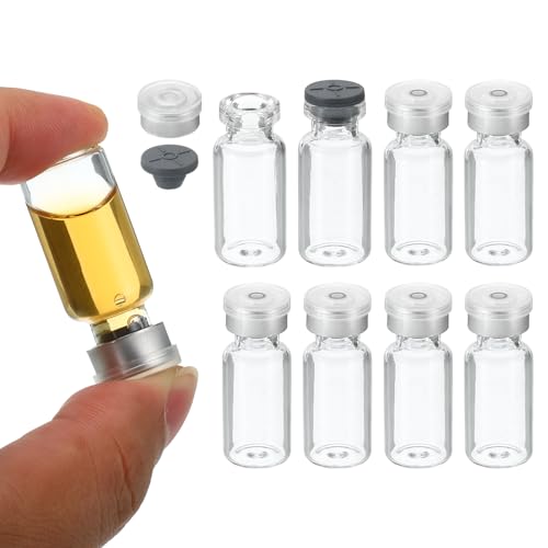 PATIKIL 3ml Sample Vials, 8 Pack Lab Empty Vials with Butyl Rubber Stopper and Crimp Top Caps Borosilicate Glass Vial, Transparent - color: Transparent, size: 3ml