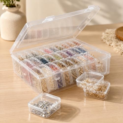 Bead Organizer Box, 31‑Pcs Small Plastic Storage Box, Mini Plastic