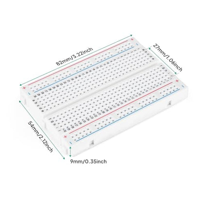 ELEGOO 400-Point Solderless Breadboard with 4 Power Rails 3PCS - size: 3 PCS 400 Point