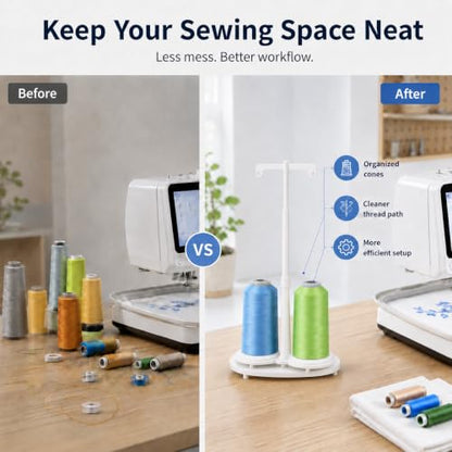 Simthread White ABS Dual Spool Thread Holder for Compatible Sewing Machines - color: White