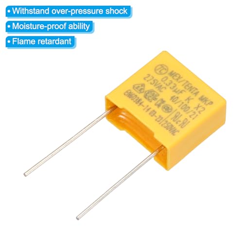 PATIKIL Safety Capacitors 12Pack 0.33uF AC 275V 10mm Pin Pitch 13x12x6mm - size: 10mm Pin Pitch, style: 0.33uF