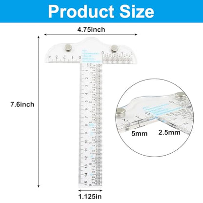Murtenze 1 Pack Acrylic Clear T-Square Ruler, 6" Transparent T Ruler Drafting Tools, Dual Side Measuring Crafting for Drafting and General Layout Work Art Framing