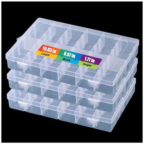 3pcs Clear Storage Small Parts Organizer Box Storage Bin With Dividers Multi Compartment for Beads Art DIY Tackle Box Organizer (CM-12 compartments) - color: 12 compartments