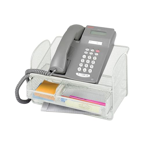 Safco Onyx Phone and Utility Tray with Drawer, Desktop Organizer, Durable Steel Construction, Silver - color: Silver