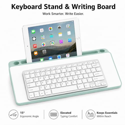 Glass Desktop Whiteboard,Dry Erase Board Buddy Keyboard Stand - color: Green