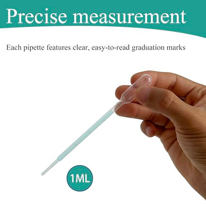 100 Pack Disposable Transfer Pipettes, Plastic Pipettes with Graduated Scale & Bulb Dropper for Essential Oils, Laboratory, Science Experiments (2 ML, 100)