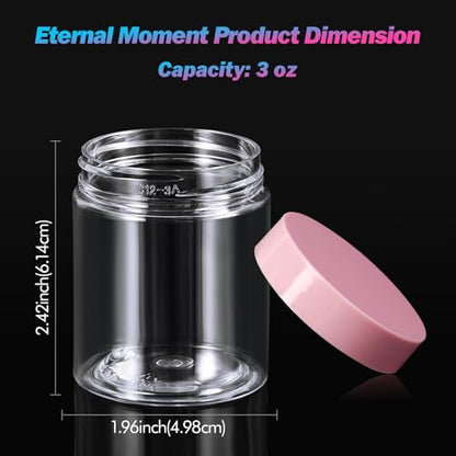Eternal Moment 36 Pack 3 OZ Plastic Jars Clear Cosmetic Container with Lids - color: Pink Lid, size: 3 Ounce