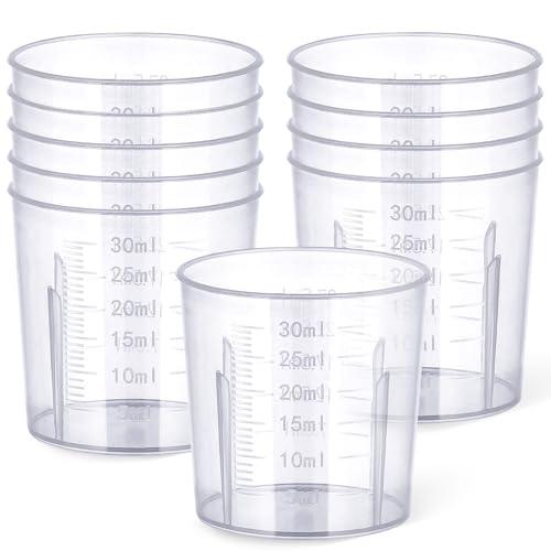 Gartful 30ml Plastic Measuring Cups - 10 Pack, 1oz Precise Mini Mixing Tools for Resin Jewelry, Nail Art, Essential Oils, Glue, Paint, Stain - size: 30ml