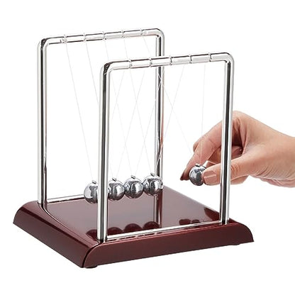 Juvale Newtons Cradle Pendulum - 7 x 6 x 7 in, Silver Stainless Steel - Desk Decor & Office Decor for Men - Stress Relief Desk Toy - Science Teacher Gift & Physics Toy - size: 7 x 7.1 x 5.9 inch