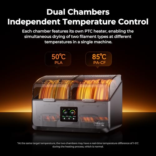 Creality Space Pi X4 Filament Dryer, 4 Spools 3D Printer Filament Dryer Box with 360° Hot-Air Circulation, Dual Independent Heating Chambers for 1.75/2.85mm PLA, PETG, ABS, Nylon - color: Space Pi X4