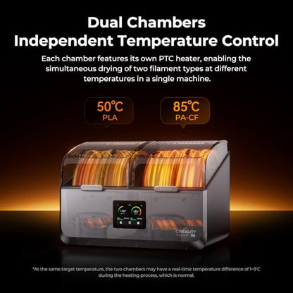 Creality Space Pi X4 Filament Dryer, 4 Spools 3D Printer Filament Dryer Box with 360° Hot-Air Circulation, Dual Independent Heating Chambers for 1.75/2.85mm PLA, PETG, ABS, Nylon - color: Space Pi X4