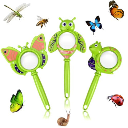 3PCS Insect Magnifying Glass for Kids, 3X Handheld Magnifier (Green) - color: Green