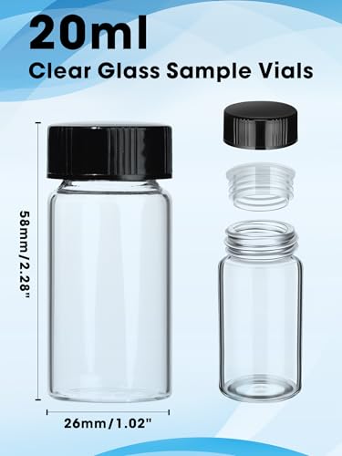 20ml Clear Small Glass Vials with Screw Caps for Essential Oil, 10 Pcs - size: 20ml-10pcs