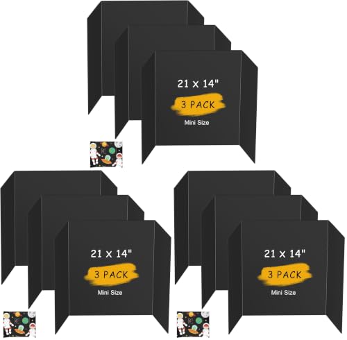 HAUTOCO 3 Pcs Small Trifold Poster Board 21 x 14 inches Tri Fold Presentation Boards Black Corrugated Project Boards for Science Fair, School Project, Event Displays, Business (Pack of 3) - color: Black, size: 21 x 14 inches (Pack of 3)
