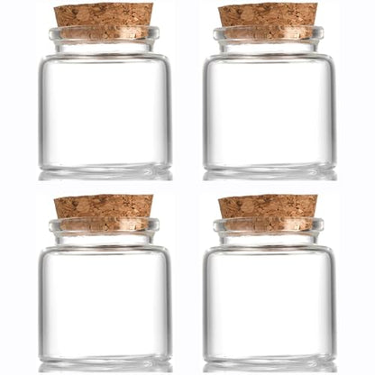 4 pcs 60ml Small Glass Bottles with Cork Stopper,Spell Jars,Decorative Bottle,Vials Jars,Cute Storage Jar,Wishing Bottle 47x50mm(1.85x1.97inch) - size: 47x50mm(1.85x1.97inch)