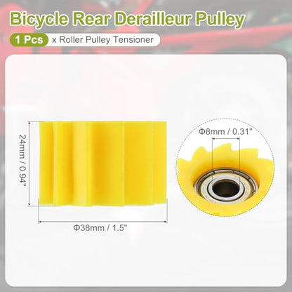 PATIKIL 8mm Serrated Shaped Roller Pulley Tensioner Chain Roller Yellow - color: Yellow