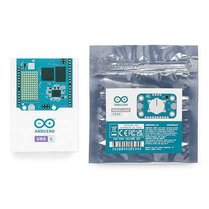 Arduino UNO Q 4GB + Modulino Knob — Plug‑and‑Play Rotary Encoder Input Bundle for AI, IoT, Robotics & Prototyping | Linux + Arduino | No‑Solder Modular Expansion