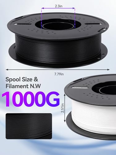 PLA+ 3D Printer Filament Bundle 4kg, Black White Blue Red - color: Black/White/Red/Blue