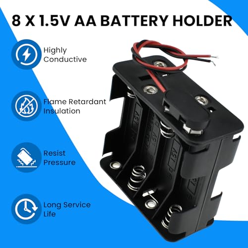 SDTC Tech 2/4/6/8 x 1.5V AA Battery Holder with Snap Connector Kit - size: 2 4 6 8 Slot Kit