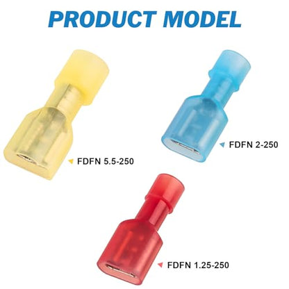 90PCS Female Spade Connector Kit Insulated Crimp Terminals