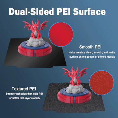 266x293mm Black PEI Build Plate for Flashforge Creator 5/5 Pro, Double-Sided Smooth PEI+Textured PEI Spring Steel Sheet Heat Bed with Strong Adhesion & Easy Part Removal - size: 266x293mm