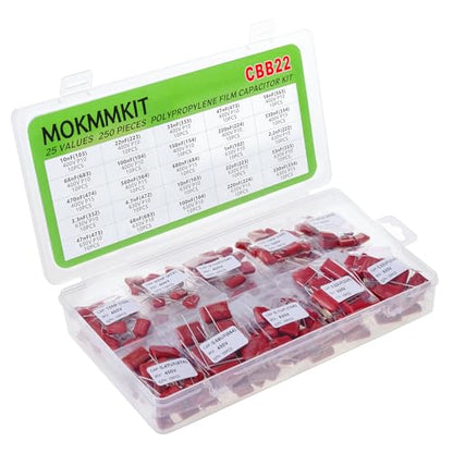 25 Values 250 Pieces Metallized Polypropylene Capacitor Kit CBB22 400V-630V - style: 400V-630V 250pcs