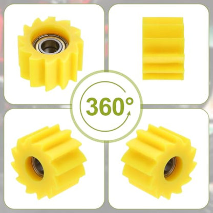 PATIKIL Serrated Shaped Roller Pulley Tensioner, 10mm Chain Roller, Yellow - color: Yellow