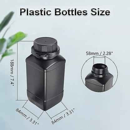 Heyiarbeit 2pcs Plastic Lab Chemical Reagent Bottle 1000ml/34oz Wide Mouth Sample Sealing Liquid Storage Container Black Cap - size: 1000ml (2pcs)