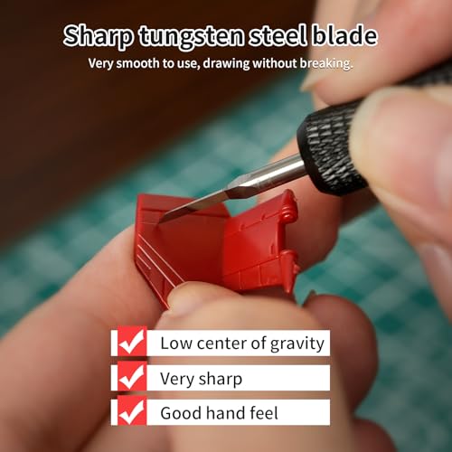 Model Scriber, Line Scriber with Tungsten Steel Blades, Model Scribing Tool for Modeling Hobby, RG Scale Model, Gundam Model Kit, Plastic Models, Resin GK Carved Engraved Lines (0.075MM) - size: 0.075MM