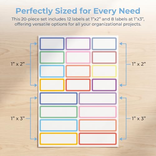 Waterproof Removable Colored Border Name Labels for Home Organization - style: 12 Colors Border