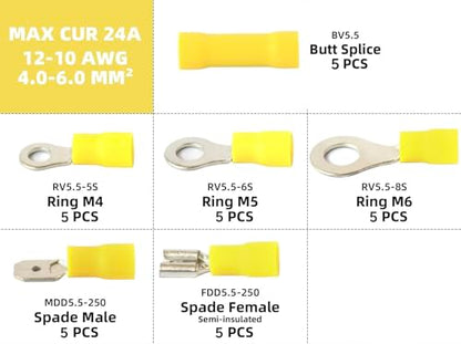 385PCS Solderless Wire connectors kit, Electrical Connector kit, Electrical Terminal kit, Spade Connector kit, Wire Ends Terminal kit,Butt, Ring, Ferrule Connectors, Fork, Spade for 22-10 AWG - style: 385 PCS