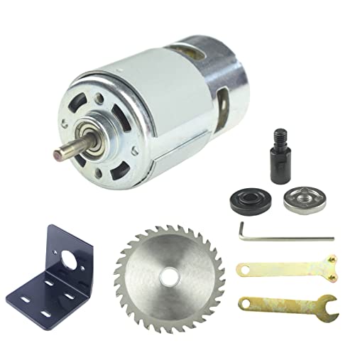 CONQUERALL 775 Motor 12V 8000RPM / 24V 16000RPM High Power DC Motor with Saw Blade, M10-5 Connecting Rod Set and Bracket - size: 8000-16000RPM, style: Motor+ connecting rod+bracket +saw blade