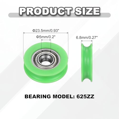 uxcell 30Pcs 625ZZ POM Pulley U-Groove Bearing, 5x23.5x6.8mm, Light Green - color: Light Green, size: 5x23.5x6.8mm, 625ZZ