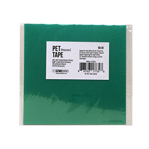 Gizmo Dorks 10 in x 10 in PET Film Tape 3D Printer Sheets 10 Pack