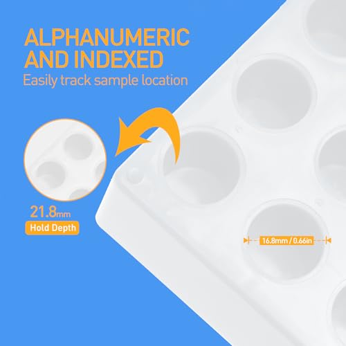 ALWSCI Vial Rack for 4 ml White Autosampler Vial Rack Holder, 50-Well, Hole Diameter: 15mm, Hole Depth: 22 mm, Stackable Vial Racks, Lab Vials Racks,1PK - color: white