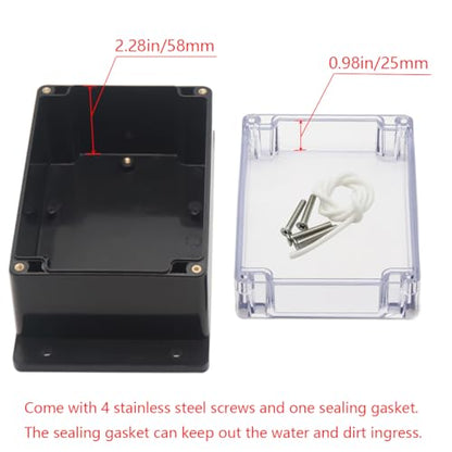 Junction Box IP65 Waterproof ABS Plastic Electrical Project Case Power Junction Boxes, Clear Cover Project Box with Fixed Ear 6.3x4.33x3.54 inch (160 x 110 x90 mm) - color: Clear, size: 6.30"x4.33"x3.54"