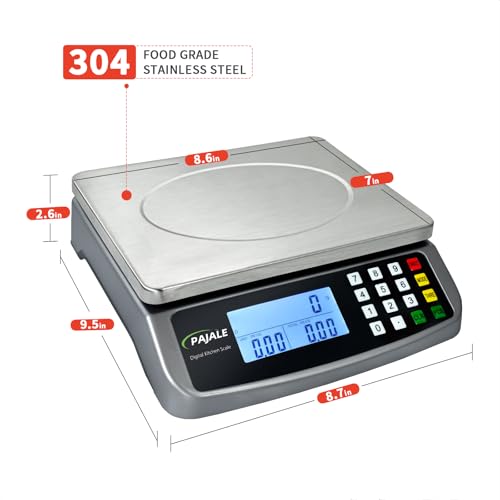 66lb/30kg Food Scale, Large Digital Kitchen Scale 0.05oz/1g Commercial Scale for Food 304 Stainless Steel Counting Scale for sourdough Bread Baking Cooking Meat Restaurant Vegetables Farm - color: DARK GRAY 30KG