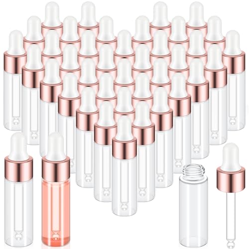 Didaey 100 Pcs Mini Glass Oil Dropper Bottle, 5 ml, Rose Gold - color: Rose Gold, size: 5 ml