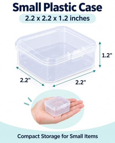 Small Plastic Case, 24 Pack Clear Plastic Beads Storage Containers Clear Craft Storage Boxes Mini Storage Containers For Small Items, Crafts, Jewelry, Hardware (2.2 x 2.2 x 1.2 inches) - size: 2.2 x 2.2 x 1.2 inches