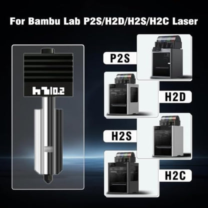 3-Pack 0.2mm Bamboo X2D/H2D/H2S/H2C/P2S Hotend Kit, Hardened Steel Nozzle Replacement Parts for Bambu Lab H2 Series/P2S/X2D 3D Printer, Quick-Swap Bamboo Print Head, Balanced Speed & Detail - size: 3 PK 0.2MM