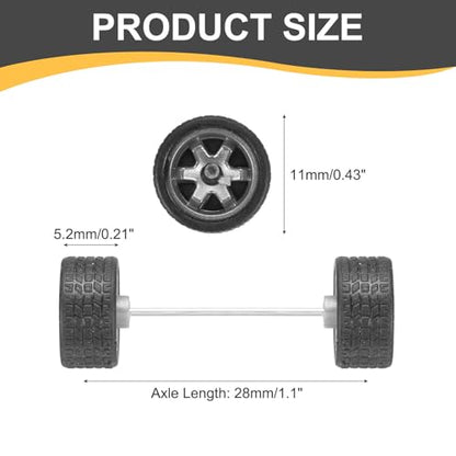 MECCANIXITY 4 Set 1/64 Wheels and Tires Set, Real Riders Rims Includes Axles for RC Diecast Car DIY Model, Silver Rims - color: Silver Rims