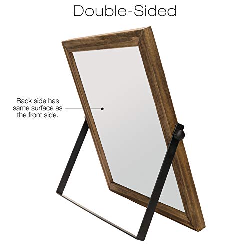 Excello Global Products Rustic Double Sided 11" x 11" Whiteboard: Reversible, Double Sided, Dry Erase, Magnetic, Small, Portable, Table Top Easel Board with Stand and Wooden Frame