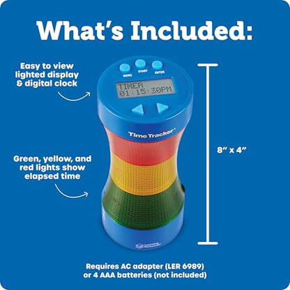 Learning Resources Time Tracker Visual Timer & Clock - 1 Piece, Classroom Tracker, Alarm Clock, Light Up Timer for Classroom, Visual Tracker