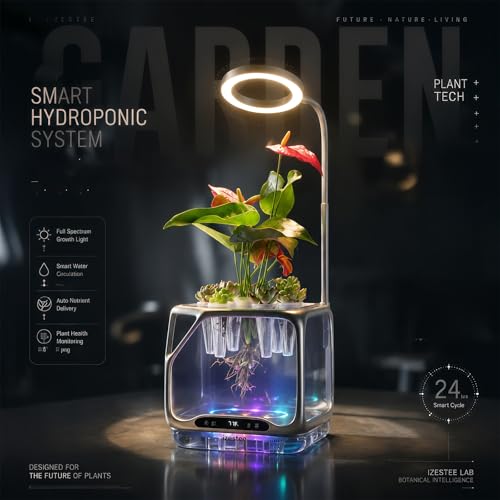 Misting Aeroponics Growing System, Smart Indoor Garden with Grow Light & Humidifier, Visual Root View, RGB Mood Light, Temperature Control, Hydroponic Planter Gift for Plant/Mushroom/Herb