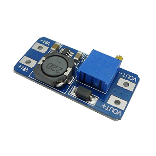 MT3608 DC-DC Step Up Boost Power Converter Adjustable 2A Module Step Up Voltage Regulator Board Input 2-24V to Output 5V-28V (Pack of 5)
